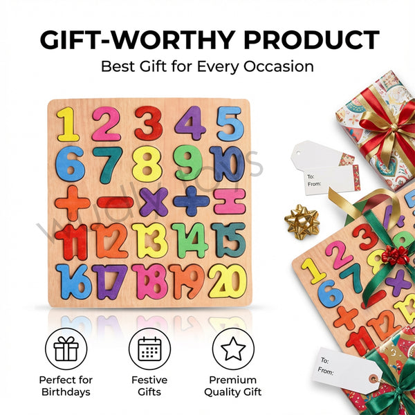 A07137 Skill Building Wooden Number and Math Educational Puzzle for Kids