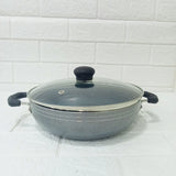 AM6153 Sunmate Deep Kadai with Glass Lid (2.5ltr)– Hammertone Series (Non-Stick Cookware)