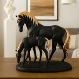 AM5369 Premium Imported White Horse and Baby with Golden Hair Showpiece