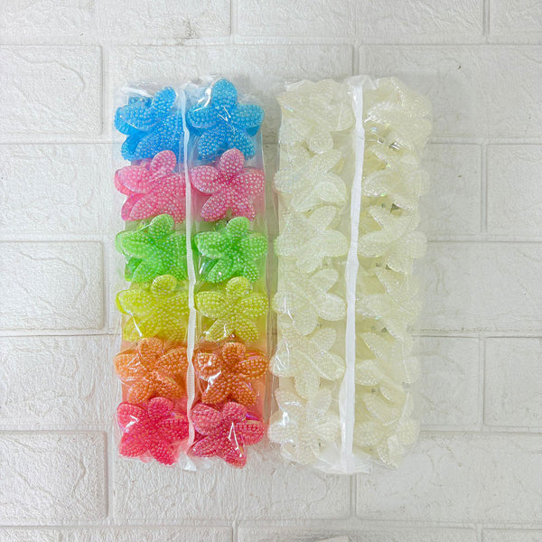 AM6396 Mix Sparkling Flower Design Hair Claw Clip - Medium (1pc)