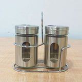 AM5980 Salt & Pepper Sprinkler with Stainless Steel Lid and Rack - Set of 2