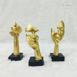 AM6228 Golden Thinker Abstract Face Sculptures (No.1) – Set of 3pcs
