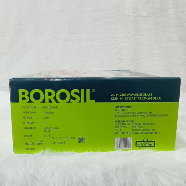 AM6203 Borosil Klip N Store Rectangular Glass Container - 2 Ltr with Air Tight Lid