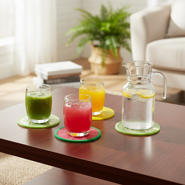 AM6337 Multi Silicone Tea & Drinks Coasters - Pack of 4pc