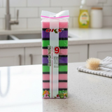 AM6343 Sponge Scrubbing Pads (Pack of 9) for Cleaning - MultiColor