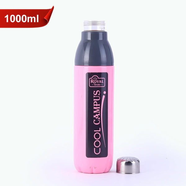 AM5863 ROYAL WARE Cool Campus 1000ml Plastic Water Bottle & Steel Cap for Office, Gym, School, College, Travel