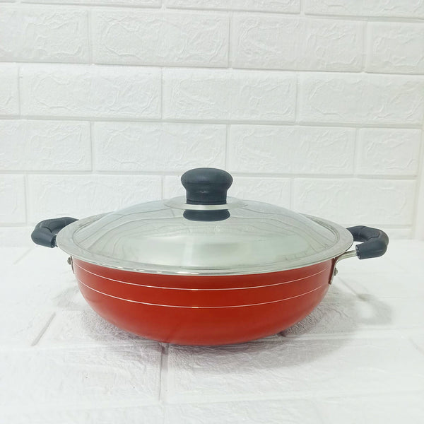 AM6141 Sunmate Deep Kadai with Steel Lid (2.5ltr)– Hammertone Series (Non-Stick Cookware)