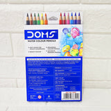 AM6079 DOMS Super Soft Hexagonal Pre-Sharpened Water Soluble Colour Pencils | Free Watercolor Paper, Sharpener & Water Brush | 3.3mm Watercolor Lead | 12 Shades | Pack of 1