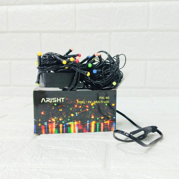 Di0193 Arisht PXL-60 Multi-Color Pixel LED String Lights with Black Wire