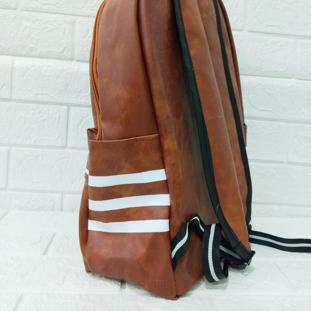 adidas all leather backpack AM6121 Adidas Mini Leather Backpack – Brown (Premium Look, Compact Siz – Amd-Deodap