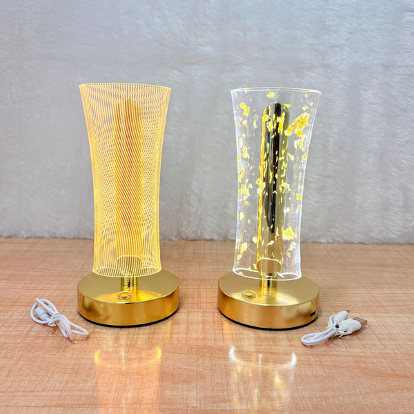 TM0025 Golden Finish 3D Illusion CREATICE LED Table Lamp with Acrylic Shade