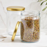 AM6211 Salsa Glass Jar 500ml - Golden Metal Cap Airtight Lid Transparent Jar 1 Pcs