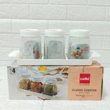 Di0196 Cello Classic Canister Set with Tray – 4 Pcs (3 Storage Jars 300ml + 1 Tray)