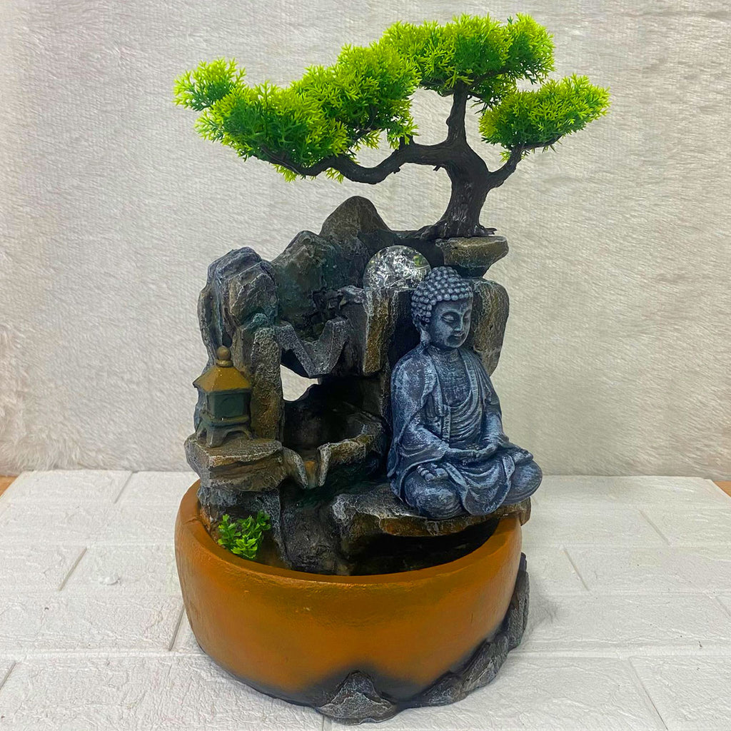 bonsai tree fountain AM6256 Meditating Buddha Tabletop Water Fountain with Bonsai Tree – Amd-Deodap