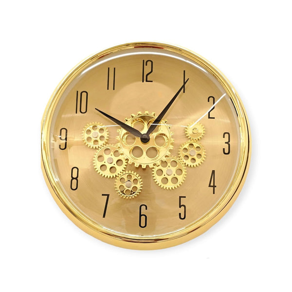 AM5947 The Moving Hour Luxury Designer Analog Gold Wall Clock with Moving Gear Mechanism