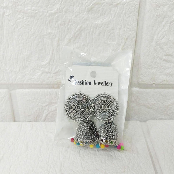 Di0302 Oxidized Silver Jhumka Earrings – Traditional & Casual Fashion Jewelry