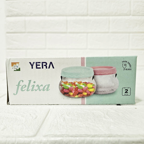 Di0024 Yera Felixa Frosted Glass Jar with Lid – 195ml (Each) – Set of 2