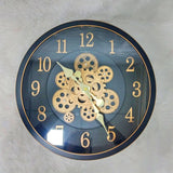 AM6253 Glam Black & Gold Industrial Gear Wall Clock