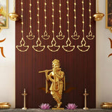 Di0068 10 Fairy Diya LED Curtain String Lights with Flashing Modes - 5x5 (Warm)