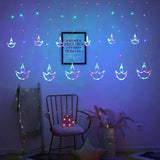 Di0064 12 Diyas Window Curtain LED Lights - 6x6 (Multicolour)