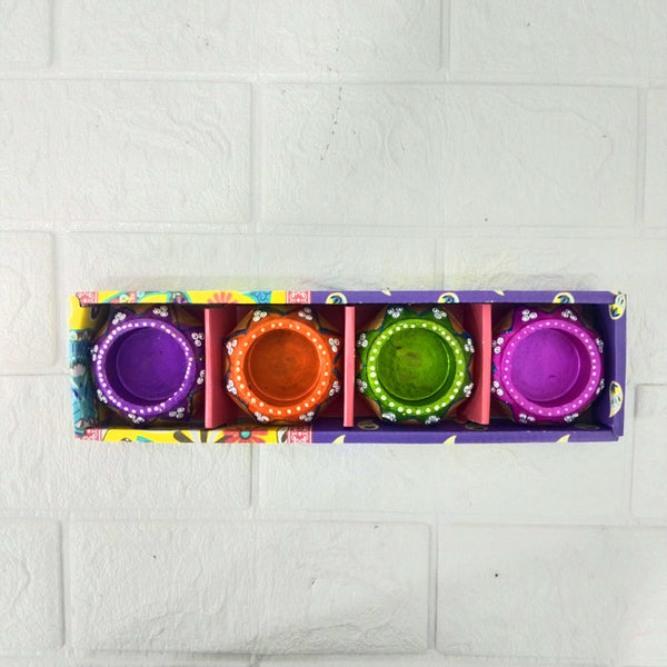 AM0209 Handmade Decorative Diyas For Diwali With wex (4 Pcs)