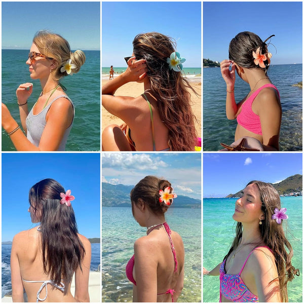 AM6396 Mix Sparkling Flower Design Hair Claw Clip - Medium (1pc)