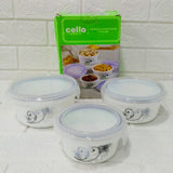 Di0240 Cello Storage Container Set - 3-Piece -  Large, Medium & Small Sizes With Lids