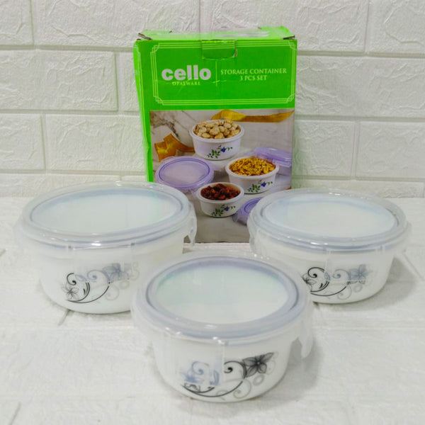 Di0240 Cello Storage Container Set - 3-Piece -  Large, Medium & Small Sizes With Lids