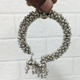 Di0219 Traditional Oxidized Silver Beaded Bracelet with Jhumka Charms