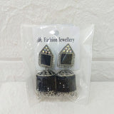 Di0303 Multidesign Charm Oxidized Silver Jhumka Earrings