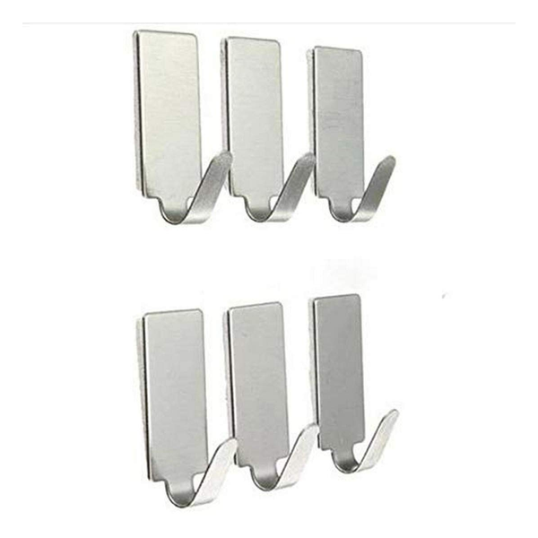 AM6361 Multipurpose Rectangular Steel Adhesive Hooks (Pack of 6)
