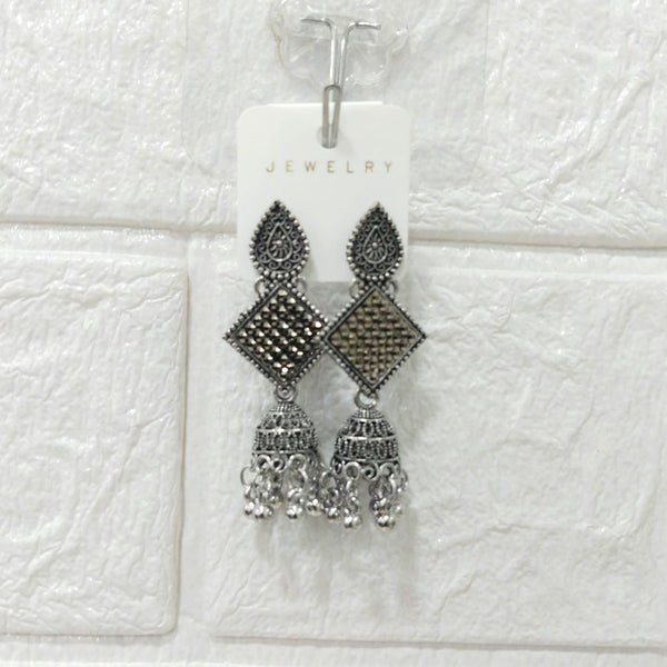 Di0300 Oxidized Silver Jhumka Earrings with Multicolor Beads – Traditional & Fashion Jewelry