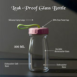 9866 Premium Glass Bottle with Leak-Proof Lid 300 ML