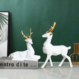 AM5367 White Deer Pair Showpiece for Home Decor Showpiece- Pack of 2 deer