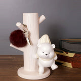 TM0014 Cute White Bear and Tree Trunk Jewelry,Key,Ring Holder Stand