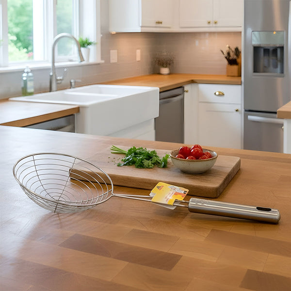 AM6471 Stainless Steel Strainer Deep Fry Jhara for Frying - 14inch