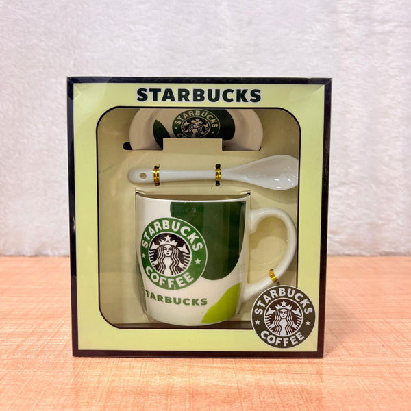 AM6523 Mix Design Ceramic Coffee Mug Gift Set with Saucer & Spoon (3-Piece)