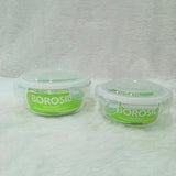 AM6184 Borosil Klip n Store Round Glass Container Set of 2pc (400ml+620ml)