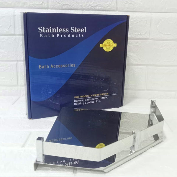 AM6062 Stainless Steel Heavy Corner Bathroom Shelf Bimand Style - (9x9 Inch)
