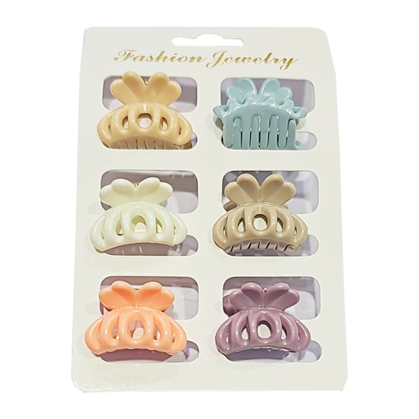 AM1083 Matte Mini Hair Claw 6 Piece Set