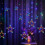 Di0062 12 Stars LED Curtain String Lights - 6x6 (Multicolour)