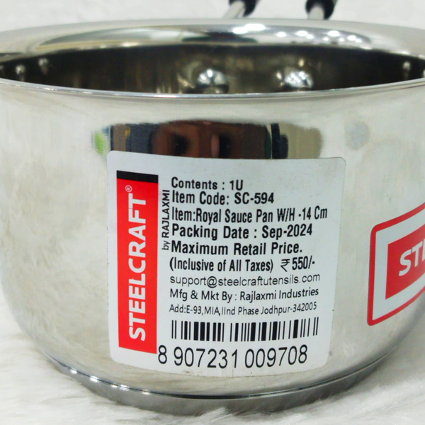 Di0326 Steelcraft Stainless Steel Sauce Pan with Handle – 14 cm
