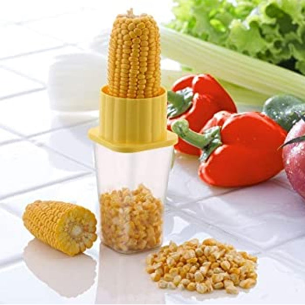 3994 Unbreakable Plastic Corn Stripper & Seeds Remover Cutter Peeler with Container