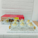 Di0152 Rishabh Super Rado Multipurpose 6 Jar Set with Marble-Look Tray & Golden Handles
