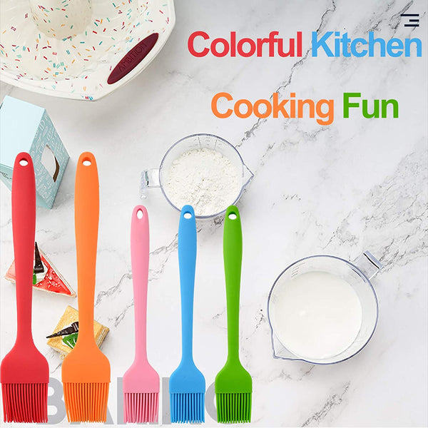 3251 Silicone & Heavy Metal Heat Resistant Pastry Brushes Spread Oil Butter for Kitchen Cooking - 21cm (Multicolour)