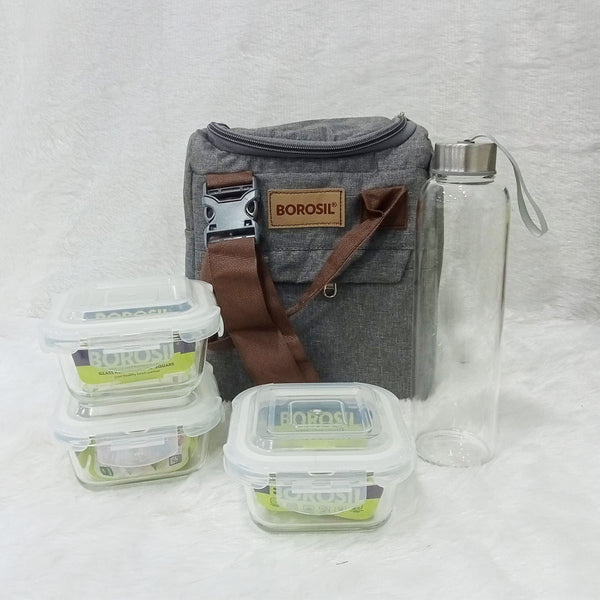 AM6174 Borosil Gourmet Square Glass Lunch Box Set