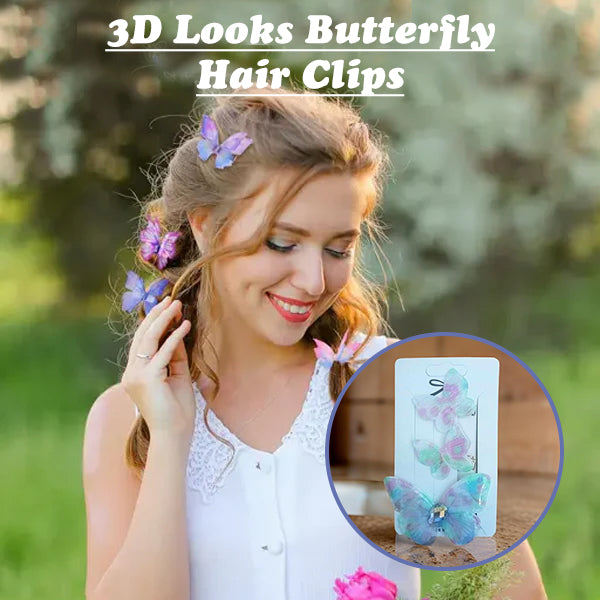 AM1262 3D Looks Colorful Butterfly Hair Clips (Pack of 3)