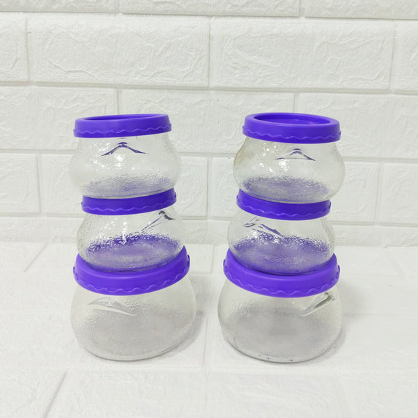Di0202 YERA Felixa Glass Handi Combination Set with Lids - 6 Piece Combo (410ml & 195ml)