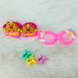 AM6218 Kids Cartoon Hair Accessory Set – Cute Goggles Hairpin, Bear Hair Bands & Mini Hair Clutchers