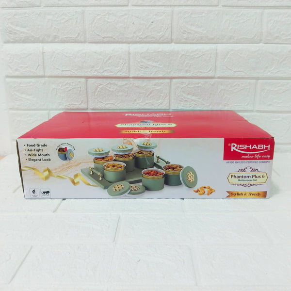 Di0178 Rishabh Phantom Plus Container Set of 6 with Tray – Stylish & Trendy Storage Jars